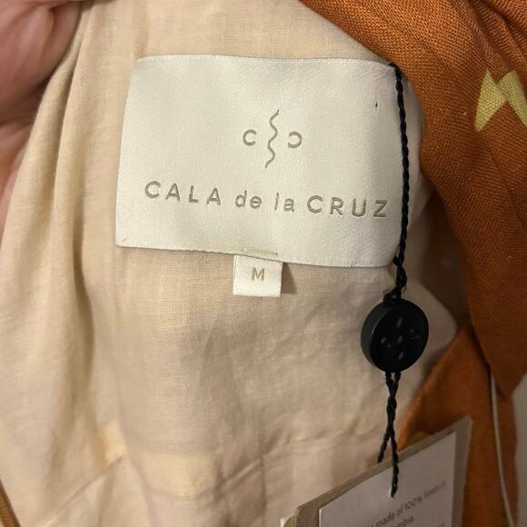 New Anthropologie Cala De La Cruz 100%Linen Orange Simone Maxi Dress Size Medium - Picture 4 of 8